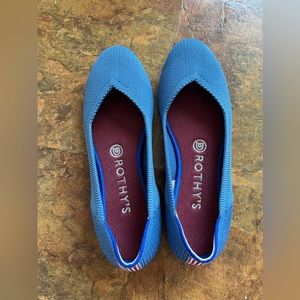 Rothy’s Indigo shoe with red white blue small stripe flats#size 7.5, worn twice